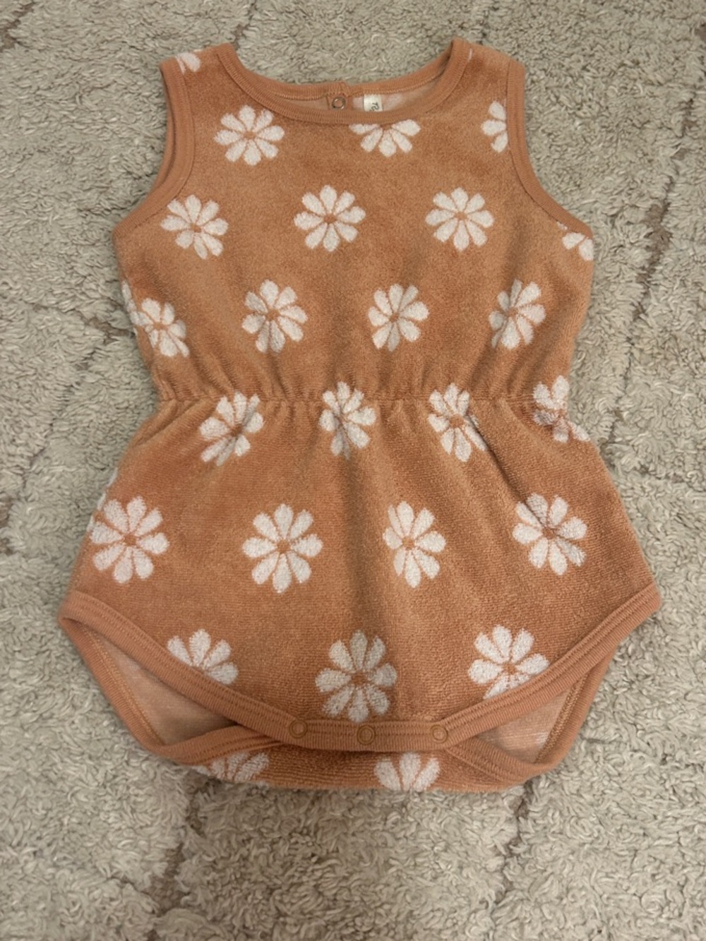 Rylee + Crew Girls Floral Terry Romper in Peach